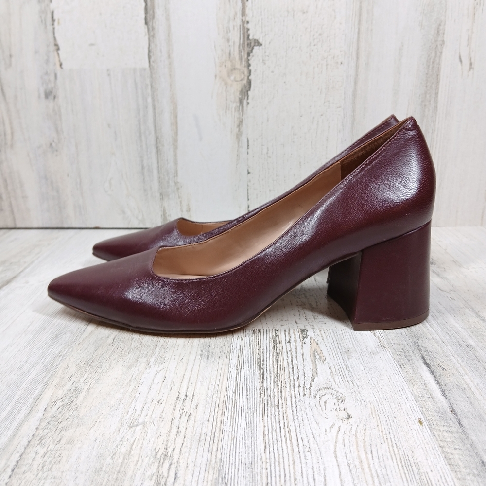 27 EDIT Burgundy Block Heel Pumps